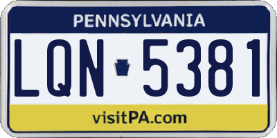 PA license plate LQN5381