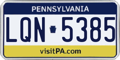 PA license plate LQN5385