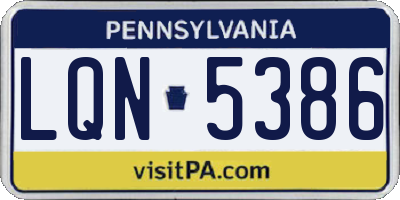 PA license plate LQN5386