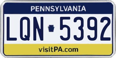 PA license plate LQN5392