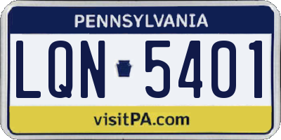 PA license plate LQN5401