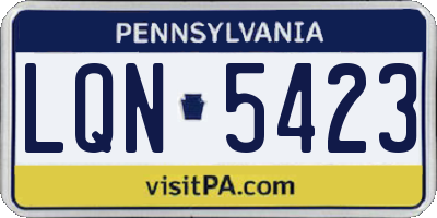 PA license plate LQN5423
