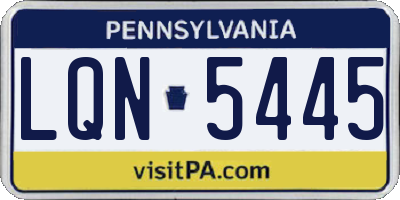 PA license plate LQN5445