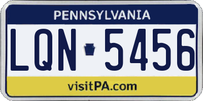 PA license plate LQN5456