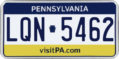 PA license plate LQN5462