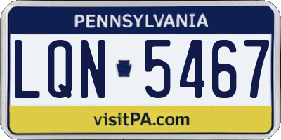 PA license plate LQN5467