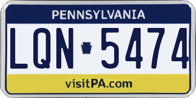 PA license plate LQN5474