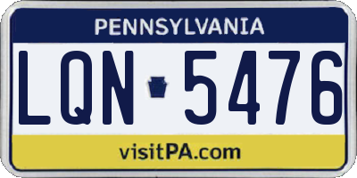 PA license plate LQN5476
