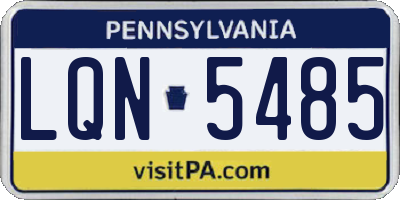 PA license plate LQN5485
