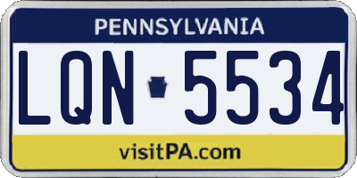 PA license plate LQN5534