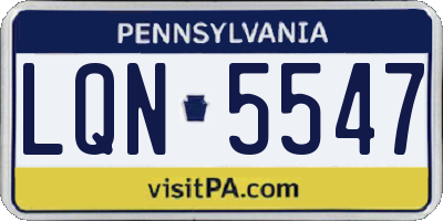 PA license plate LQN5547