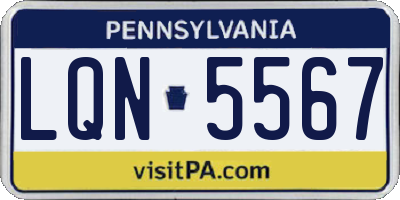 PA license plate LQN5567