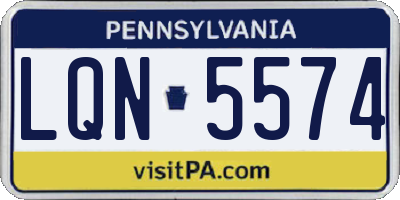 PA license plate LQN5574