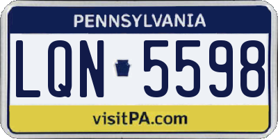 PA license plate LQN5598