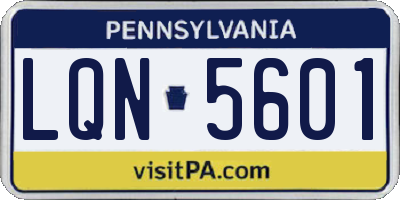 PA license plate LQN5601
