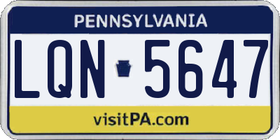 PA license plate LQN5647