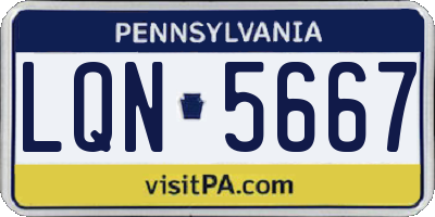 PA license plate LQN5667
