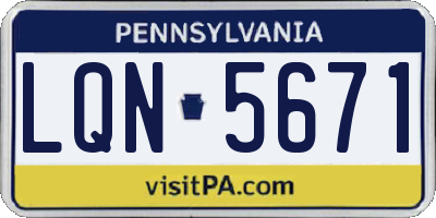 PA license plate LQN5671