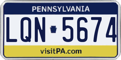 PA license plate LQN5674