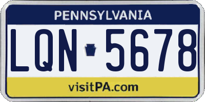 PA license plate LQN5678