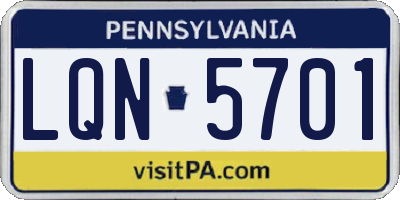PA license plate LQN5701
