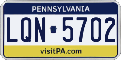 PA license plate LQN5702