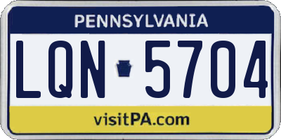 PA license plate LQN5704