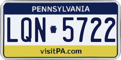 PA license plate LQN5722