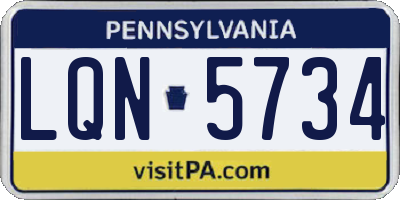 PA license plate LQN5734