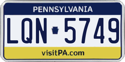 PA license plate LQN5749
