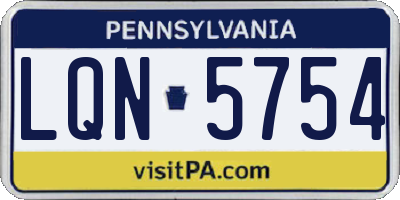 PA license plate LQN5754