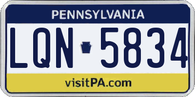 PA license plate LQN5834