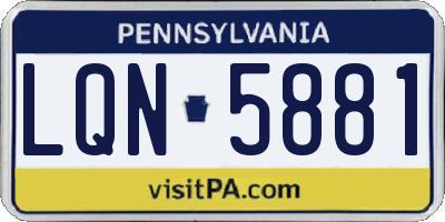 PA license plate LQN5881