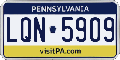 PA license plate LQN5909
