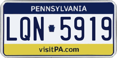 PA license plate LQN5919