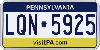 PA license plate LQN5925