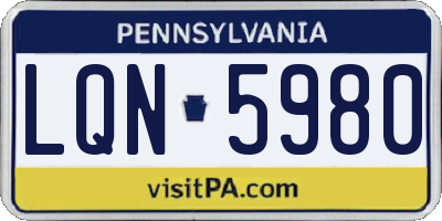 PA license plate LQN5980