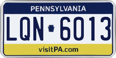 PA license plate LQN6013