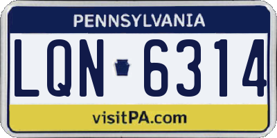 PA license plate LQN6314