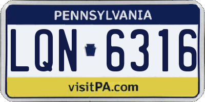 PA license plate LQN6316