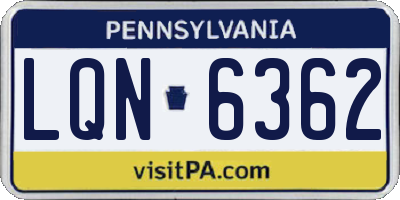 PA license plate LQN6362