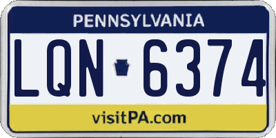 PA license plate LQN6374