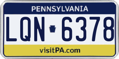 PA license plate LQN6378