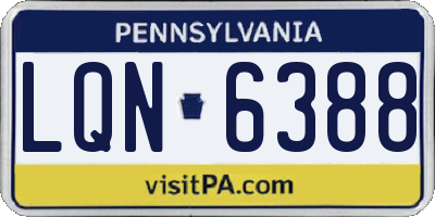 PA license plate LQN6388