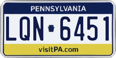 PA license plate LQN6451