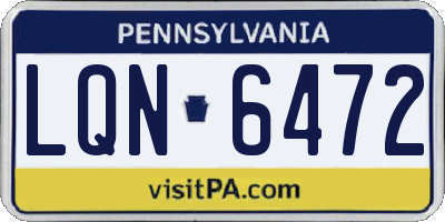 PA license plate LQN6472