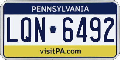 PA license plate LQN6492