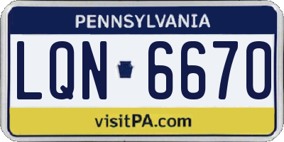 PA license plate LQN6670