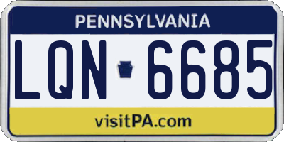 PA license plate LQN6685