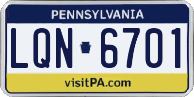 PA license plate LQN6701